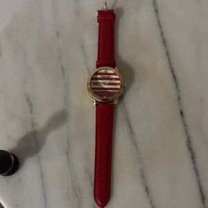 Red and Gold Striped Watch